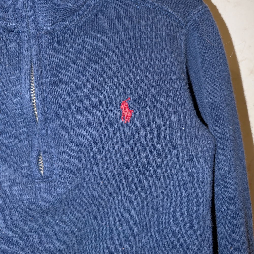Ralph Lauren Polo Pullover Sweatshirt Navy Half-Zip 3T Classic Preppy EUC - Picture 4 of 6